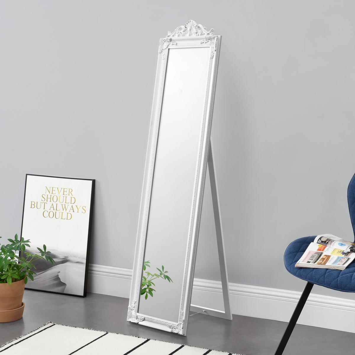STANDSPIEGEL Arezzo - Weiß, Glas/Holz (28.5/160/140cm) - [en.casa]