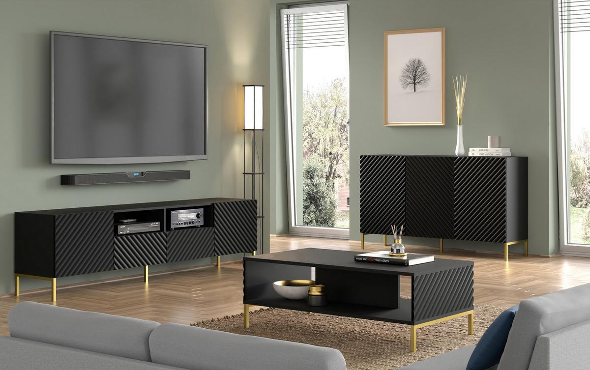 COUCHTISCH Schwarz, Gold 90/43/60 - Goldfarben/Schwarz, Holzwerkstoff (90/43/60cm) - RAUMHIRSCH FURNITURE