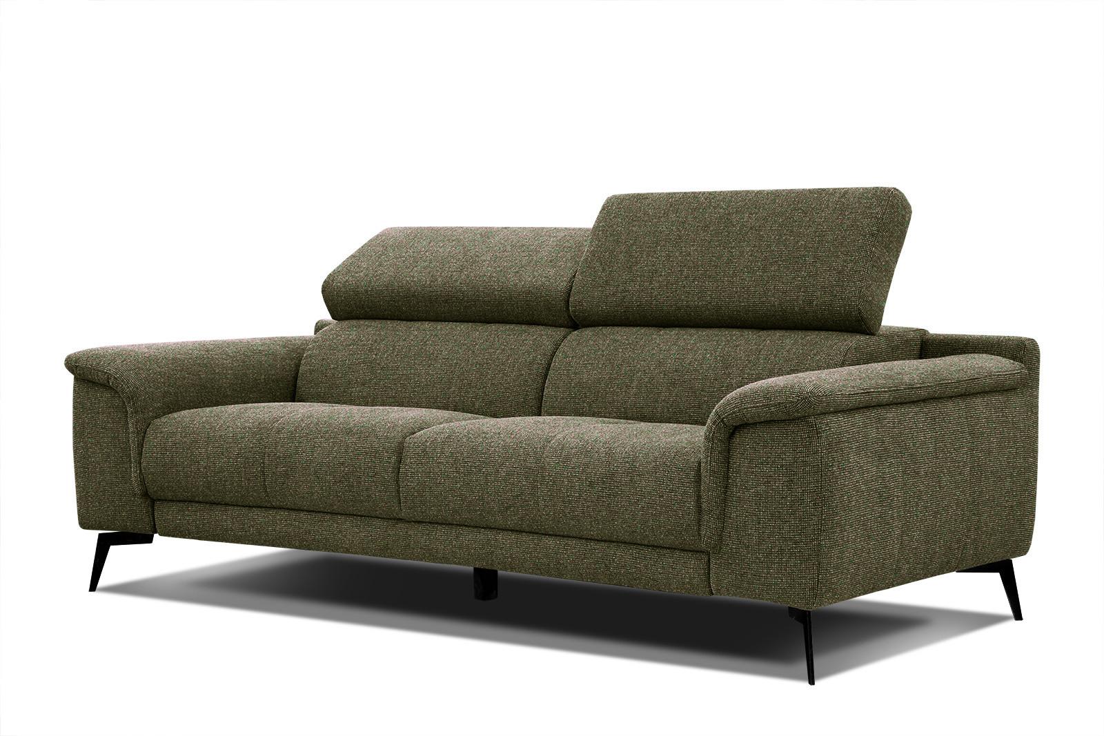 SOFA FIERO 3-Sitzer, olivgrün - Schwarz/Olivgrün, Holzwerkstoff/Textil (212/82/103cm) - Wozimo