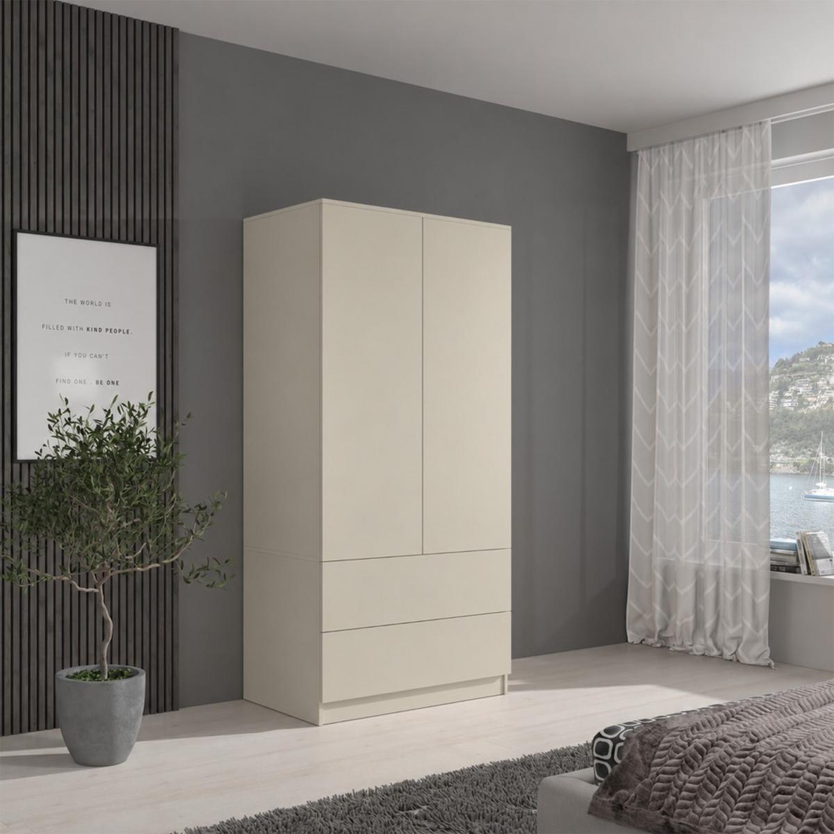 DREHTÜRENSCHRANK Classic mit 2 Türen, mit Schubladen, 90 cm, Kaschmir - Kaschmir, Textil (90/180/50cm) - Beautysofa