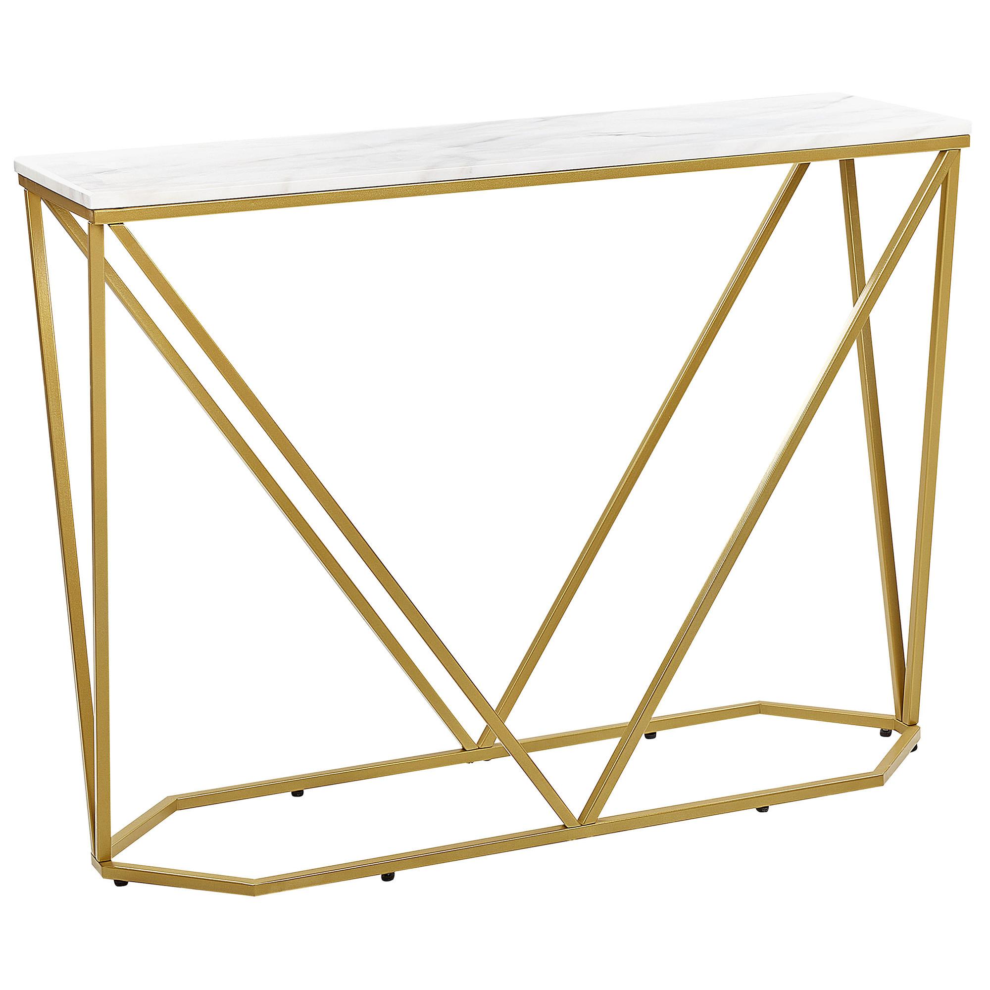 KONSOLENTISCH Marmoroptik weiß/gold Hazen - Goldfarben/Weiß, Holzwerkstoff (30/100/75cm) - Beliani