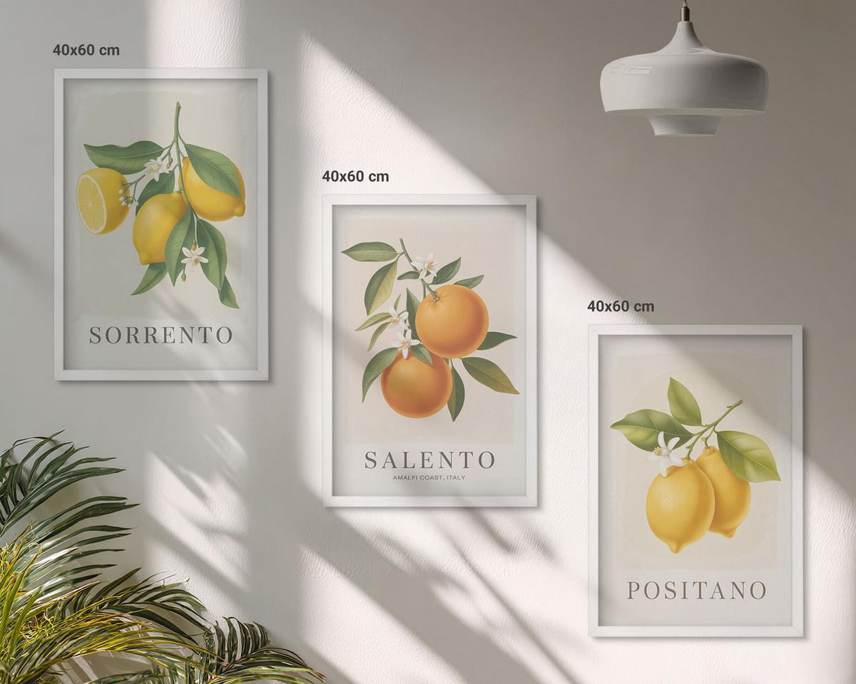 BILDER SET 3er Set - 40x60 cm Weißer Rahmen - Amalfi-Zitronen und -Orangen - Weiß, Kunststoff (40/60cm) - TULUP