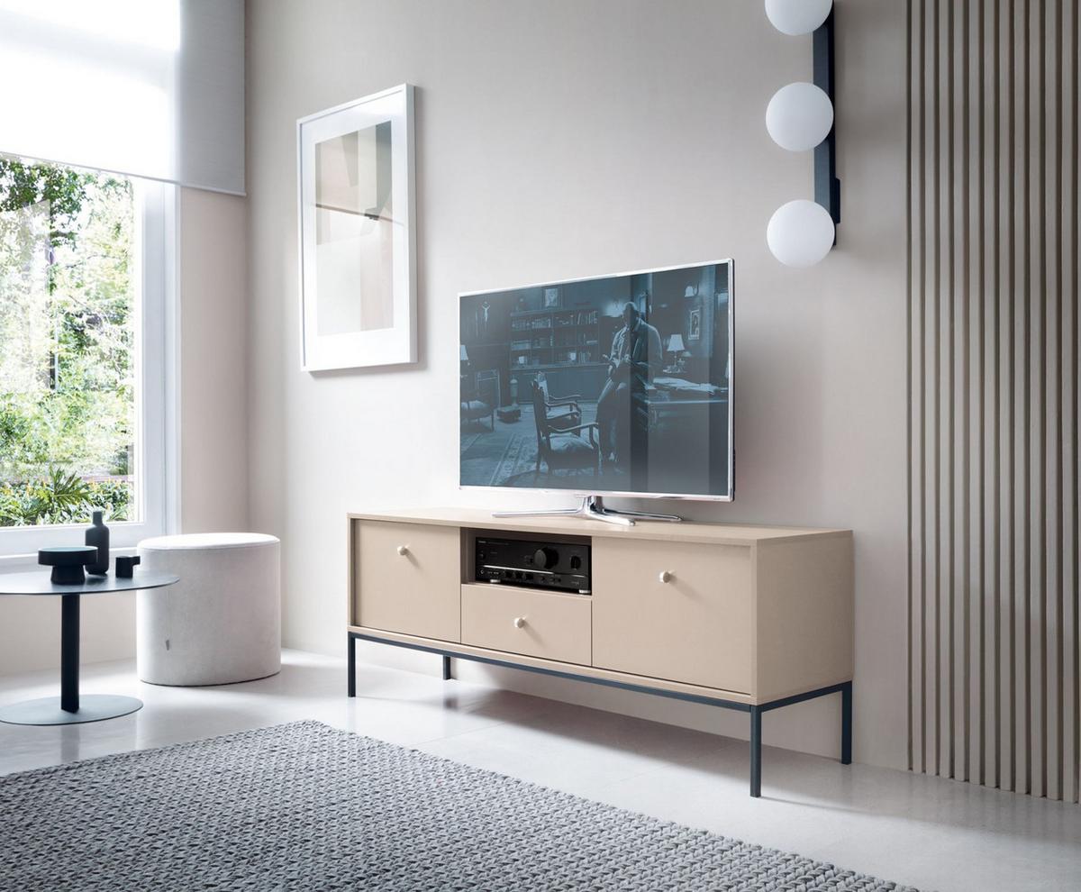 TV-LOWBOARD Monne Beige 153 cm - Beige/Goldfarben, Holzwerkstoff/Metall (153.4/56.2/39cm) - Selsey