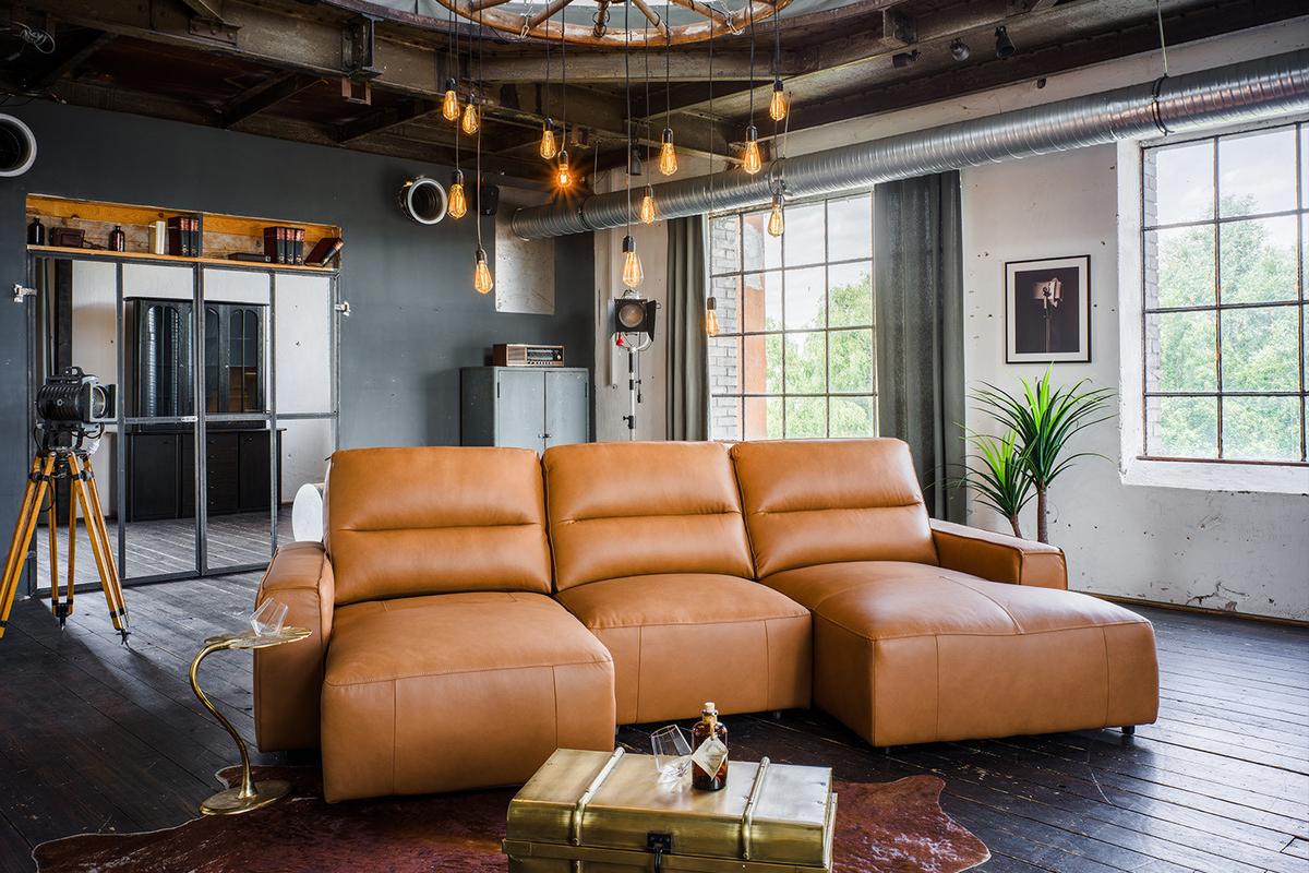 BIGSOFA DORI Braun Leder - Schwarz/Braun, Leder/Kunststoff (288/92/164cm) - KAWOLA