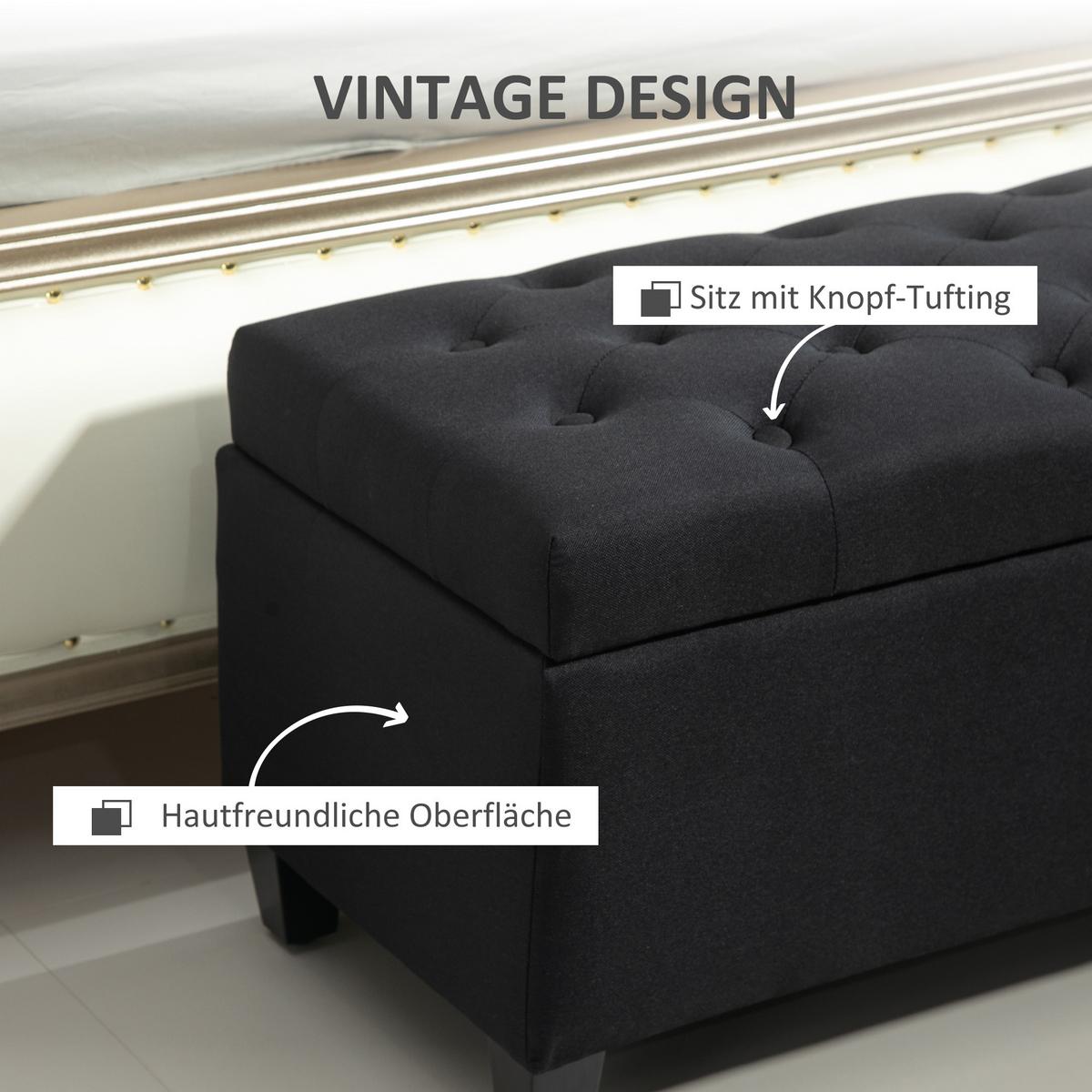 TRUHENBANK Polyester Holz Schwarz - Schwarz, Holz/Kunststoff (40/44/100cm) - HOMCOM