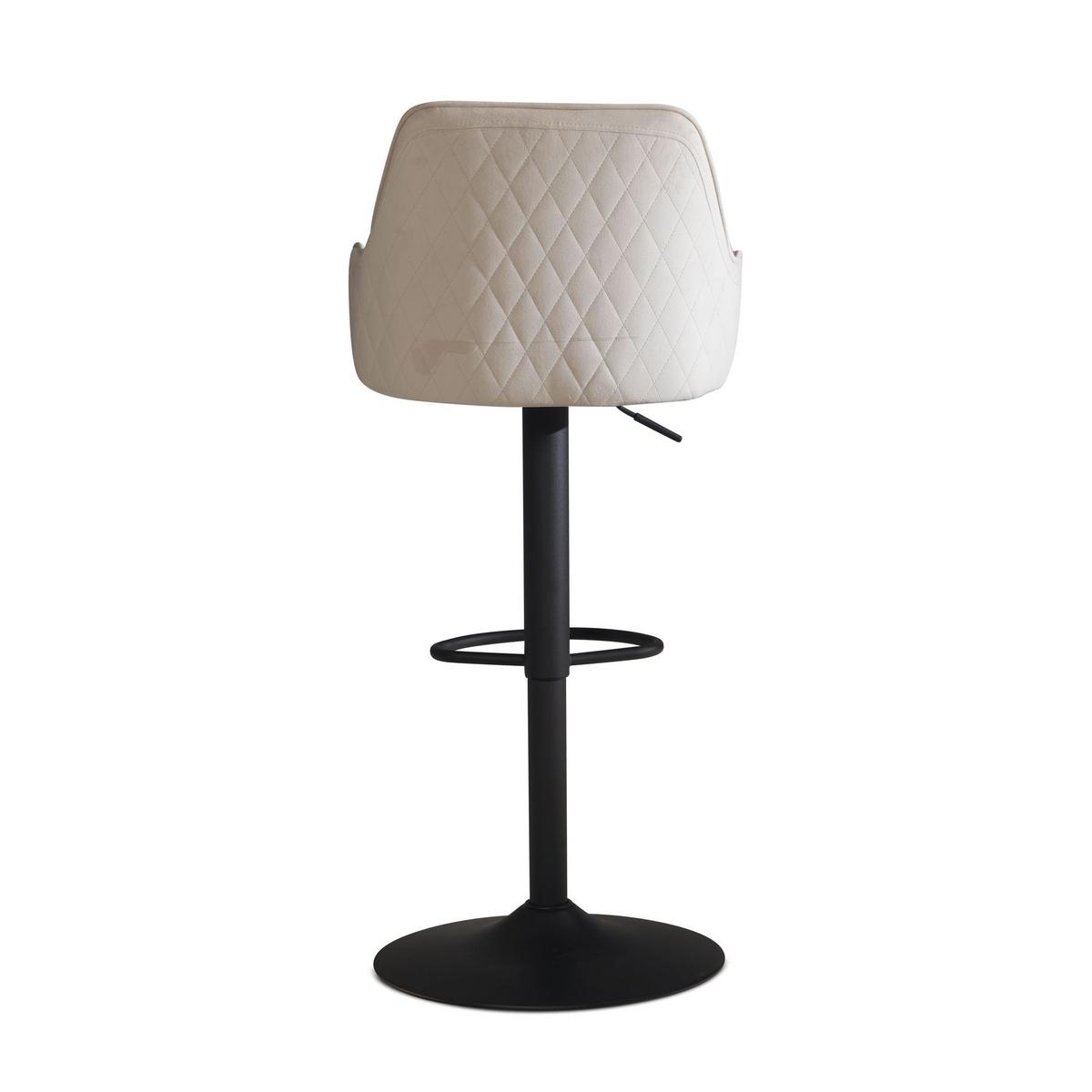 BARHOCKER Samt Lehne Höhenverstellbar Trompetenfuß Armlehne Gepolstert, Beige 45x45x106 cm - Beige/Schwarz, Textil/Metall (45/106/45cm) - KADIMA DESIGN