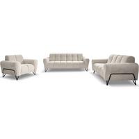 SITZGARNITUR Volare Sofas+Sessel, ohne Schlaffunktion, Creme - Creme/Schwarz, Textil/Metall (220/83/98cm) - Beautysofa