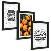 BILDER SET 3er Set - 20x30 cm Schwarzer Rahmen - Juicy Oranges Kitchen - Schwarz, Kunststoff (20/30cm) - TULUP
