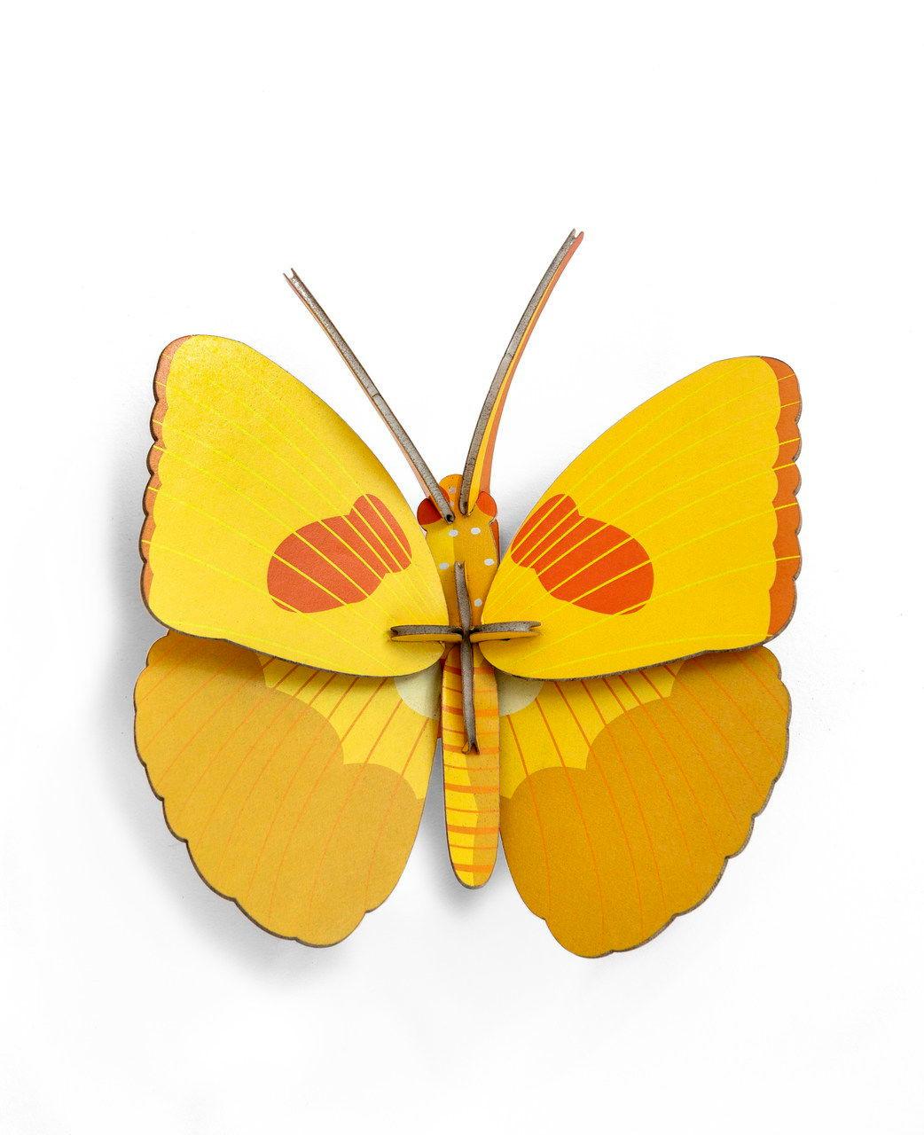 WANDDEKO Zitronen-Schmetterling 16/6 cm - Gelb/Orange, Wellpappe (16/6/17cm) - Studio Roof