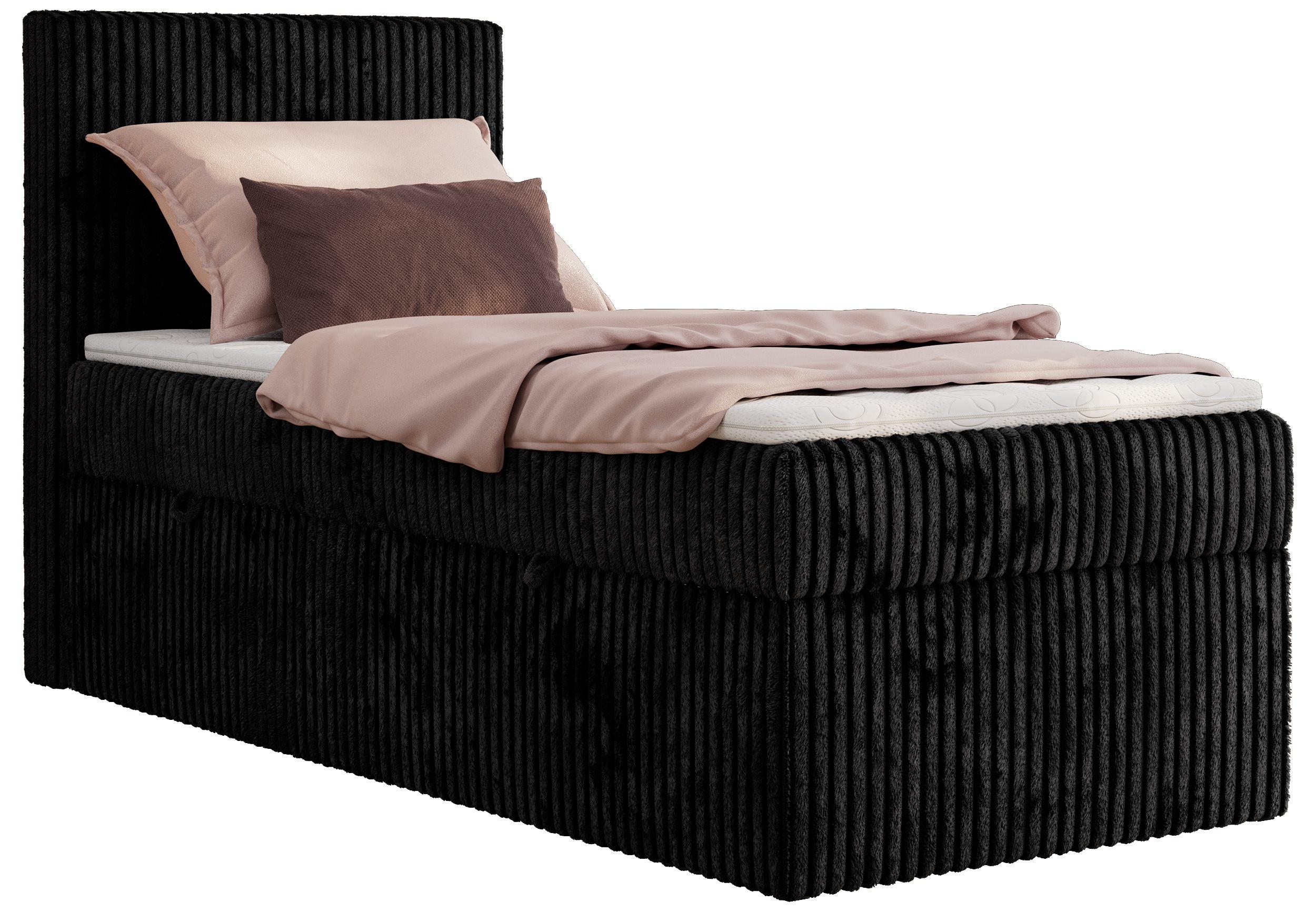 BOXBETT TILIANO 90/200 - Schwarz Cord - H4 - Links - Schwarz, Textil (90/200cm) - MKS