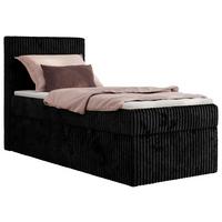 BOXBETT TILIANO 90/200 - Schwarz Cord - H3 - Links - Schwarz, Textil (90/200cm) - MKS