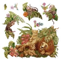 WANDAUFKLEBER 130x199cm - Tropische Safari - Multicolor, Kunststoff (130/199/0.1cm) - Wallfluent