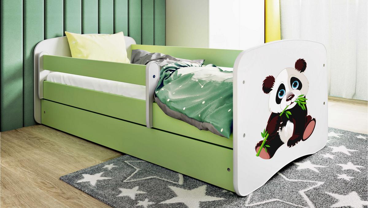KINDERBETT Panda 2 mit Schublade 180/80 90/61/184 - Grün, Holzwerkstoff (80/180cm) - RAUMHIRSCH FURNITURE