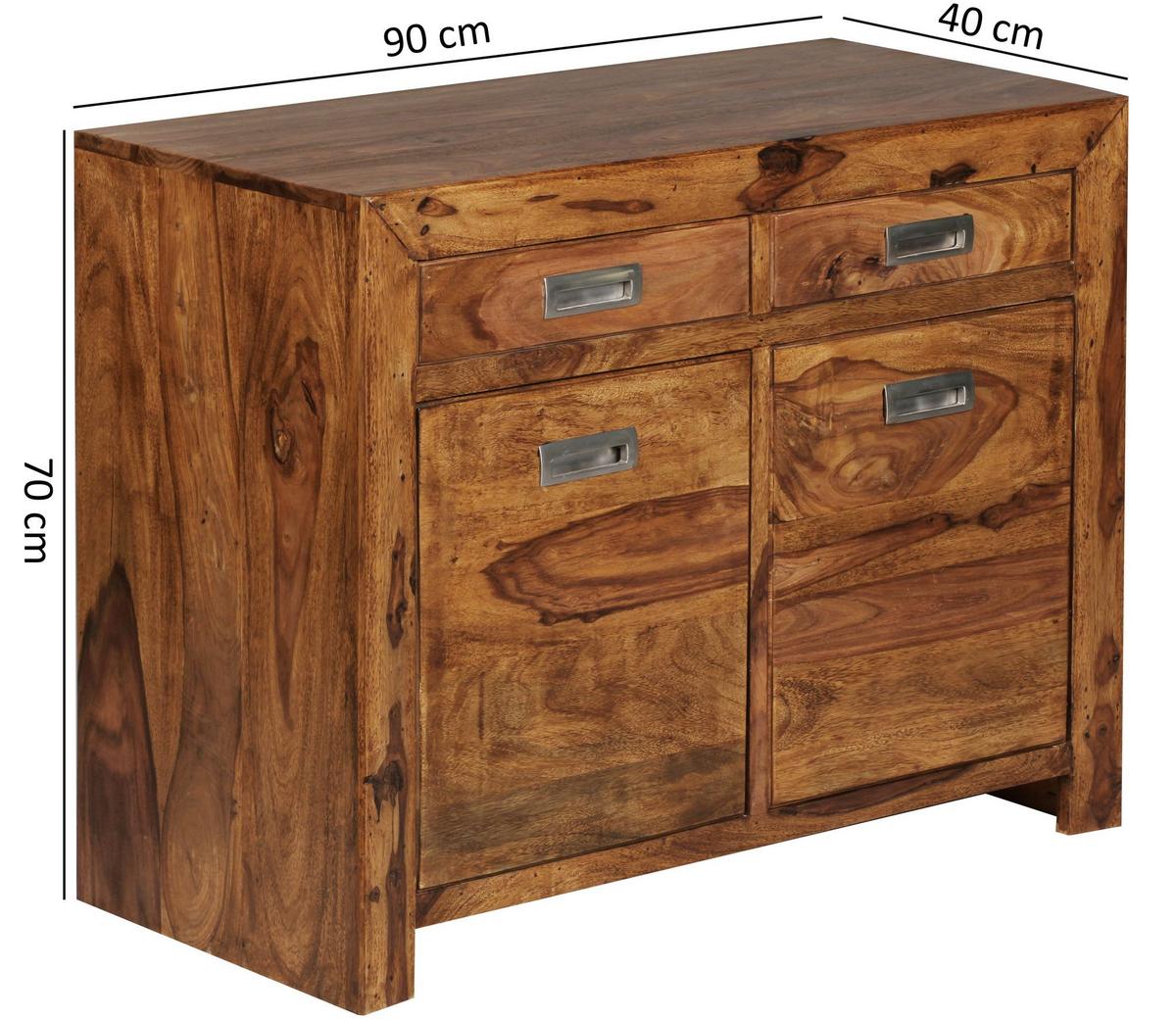 SIDEBOARD – Massivholz, 90 cm, 2 Türen, Schubladen, viel Stauraum - Braun, Holz (90/70/40cm) - KADIMA DESIGN