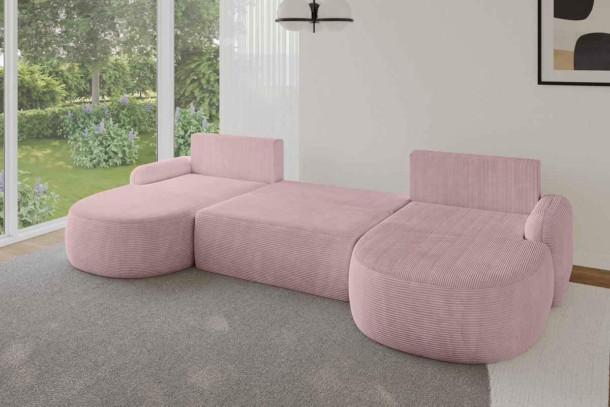 WOHNLANDSCHAFT mit Schlaffunktion und Bettkasten LIRA-U - 335x172x89 Rosa - Rosa, Holzwerkstoff/Textil (335/89/172cm) - ALTDECOR