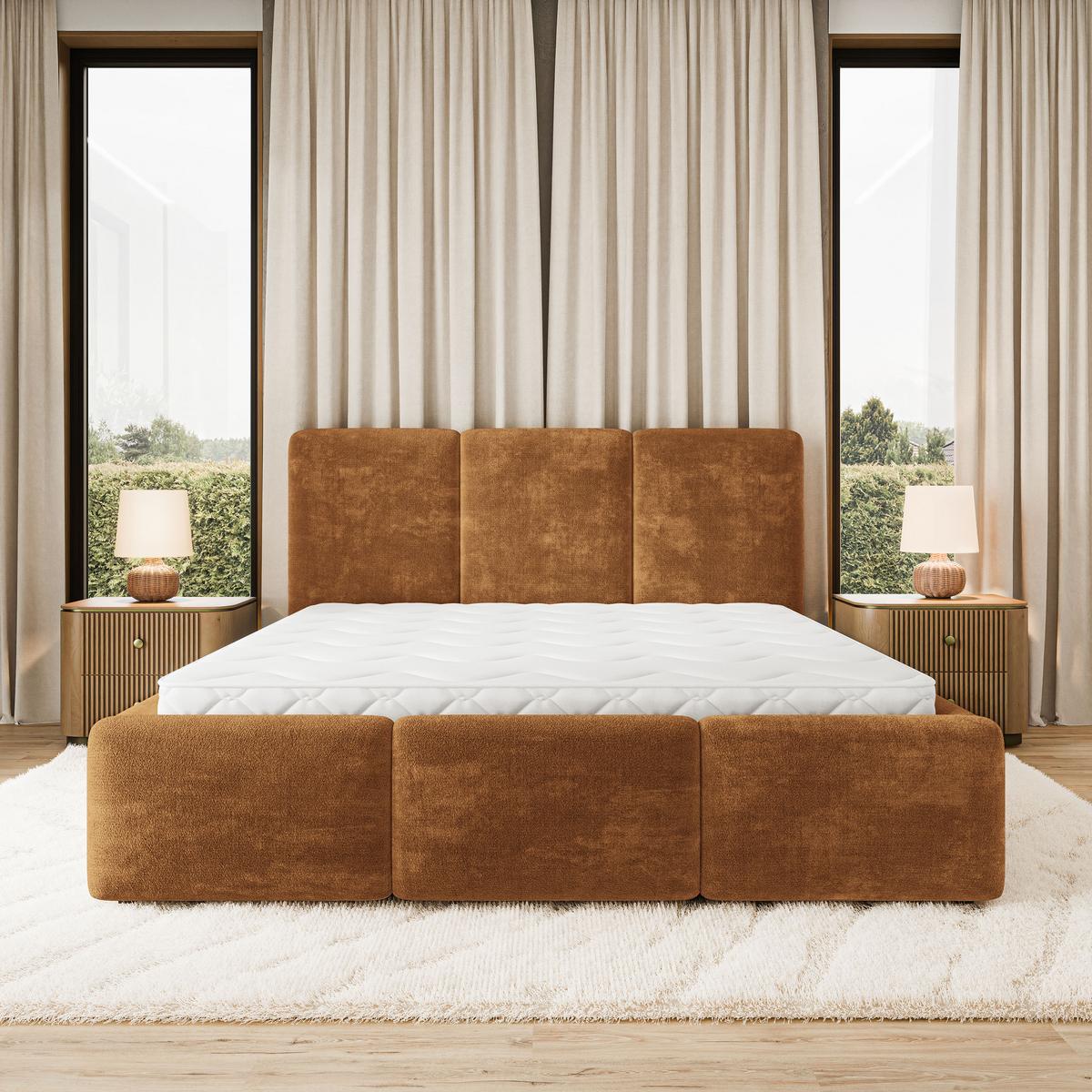 POLSTERBETT MORENA LM 120x200 cm mit Bettkästen - Hellbraun - Hellbraun, Holz (120/200cm) - MASSENO