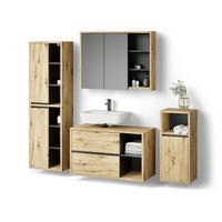 BADMÖBEL-SET Vomano Braun 4 Teile - Braun, Holzwerkstoff (45/100/60cm) - Livinity®