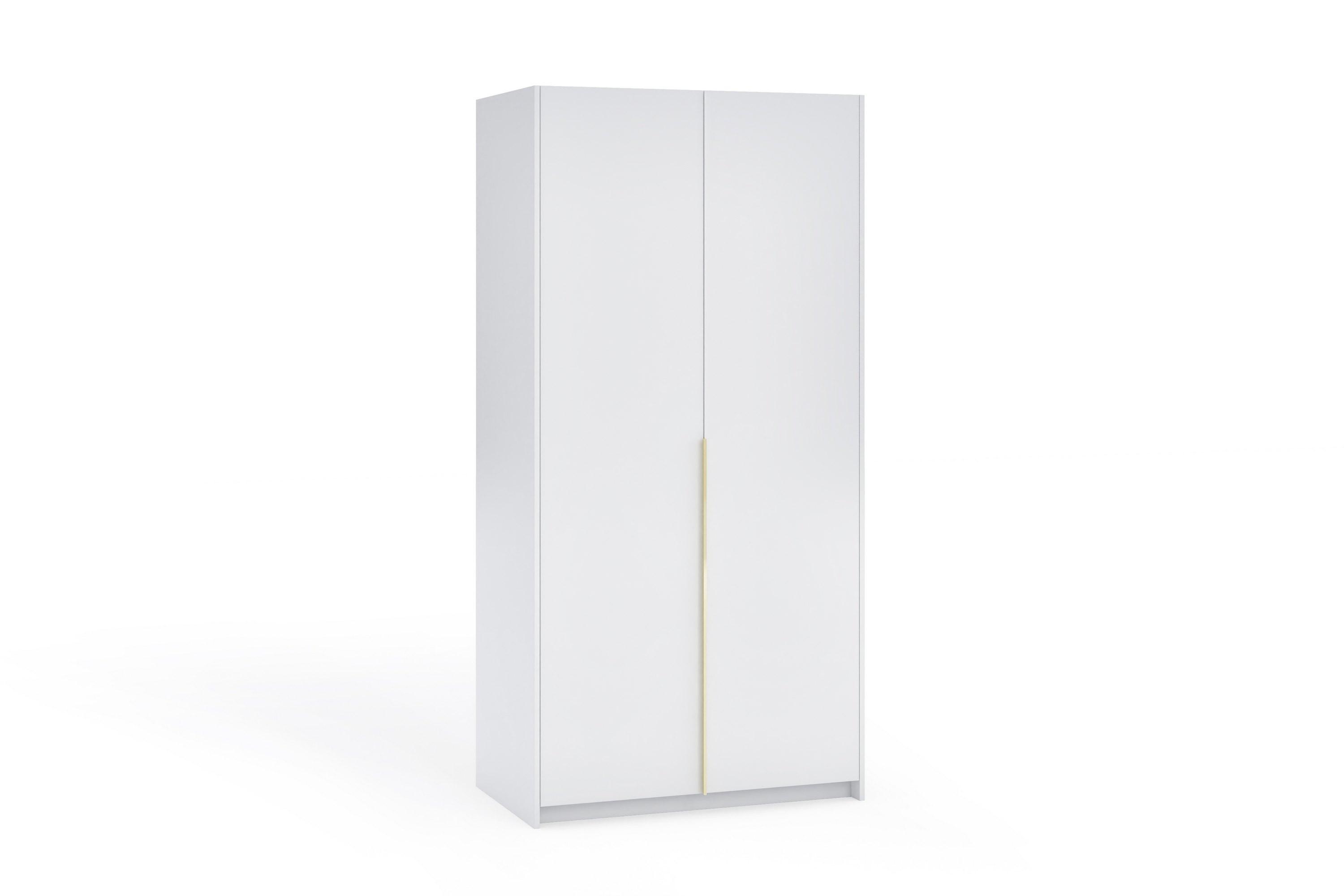 DREHTÜRENSCHRANK AMARA 100/204/58cm 2-türig Weiß - Goldfarben/Weiß, Holzwerkstoff (100/204/58cm) - MASSENO
