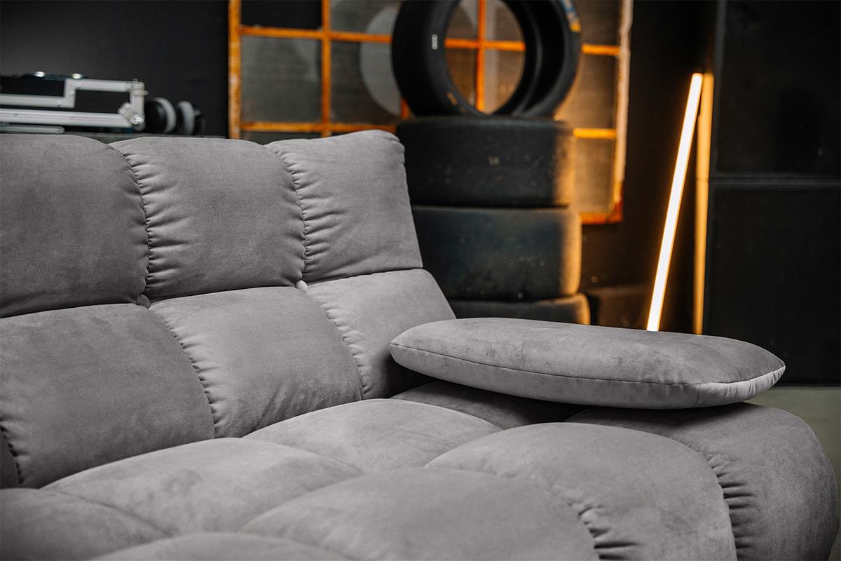 ECKSOFA VIVIEN Steingrau Velvet - Schwarz/Grau, Kunststoff/Textil (290/178cm) - KAWOLA