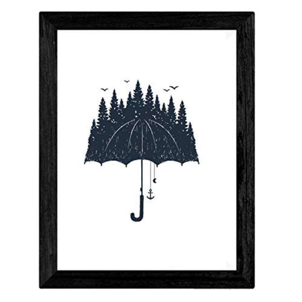 POSTER Set mit 4 Waldvögeln A4 Schwarzer Rahmen - Schwarz, Papier (29.7/3cm) - Nacnic
