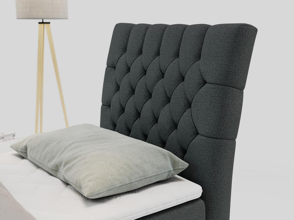 BOXBETT MILEN 90/200 Dunkelgrau Struktur - H3 - Rechts Seite - Dunkelgrau, Holz/Textil (90/200cm) - MKS