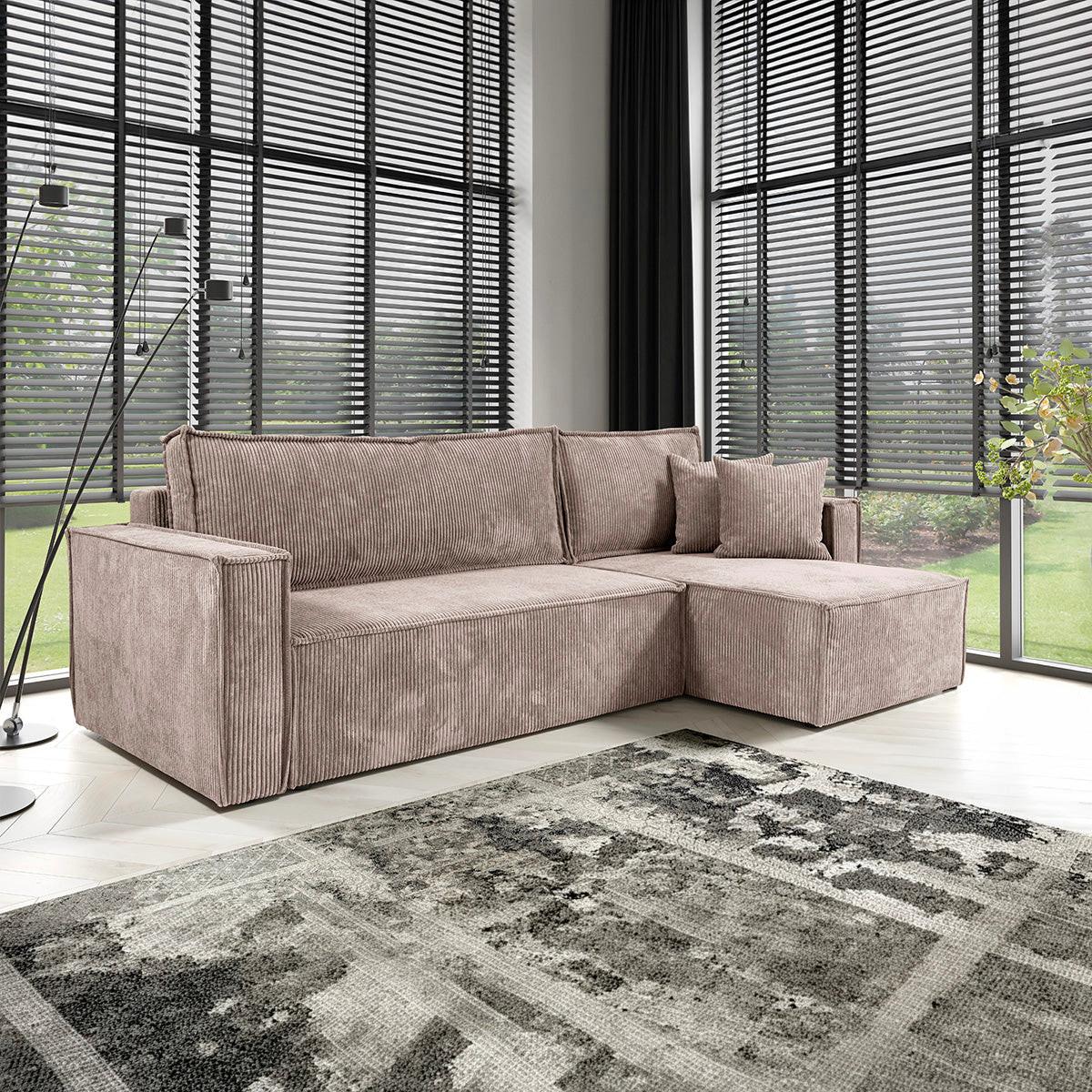 ECKSOFA Ezekiel 3 Sitzplätze Taupe - Taupe, Holz (236/145cm) - Petits-meubles