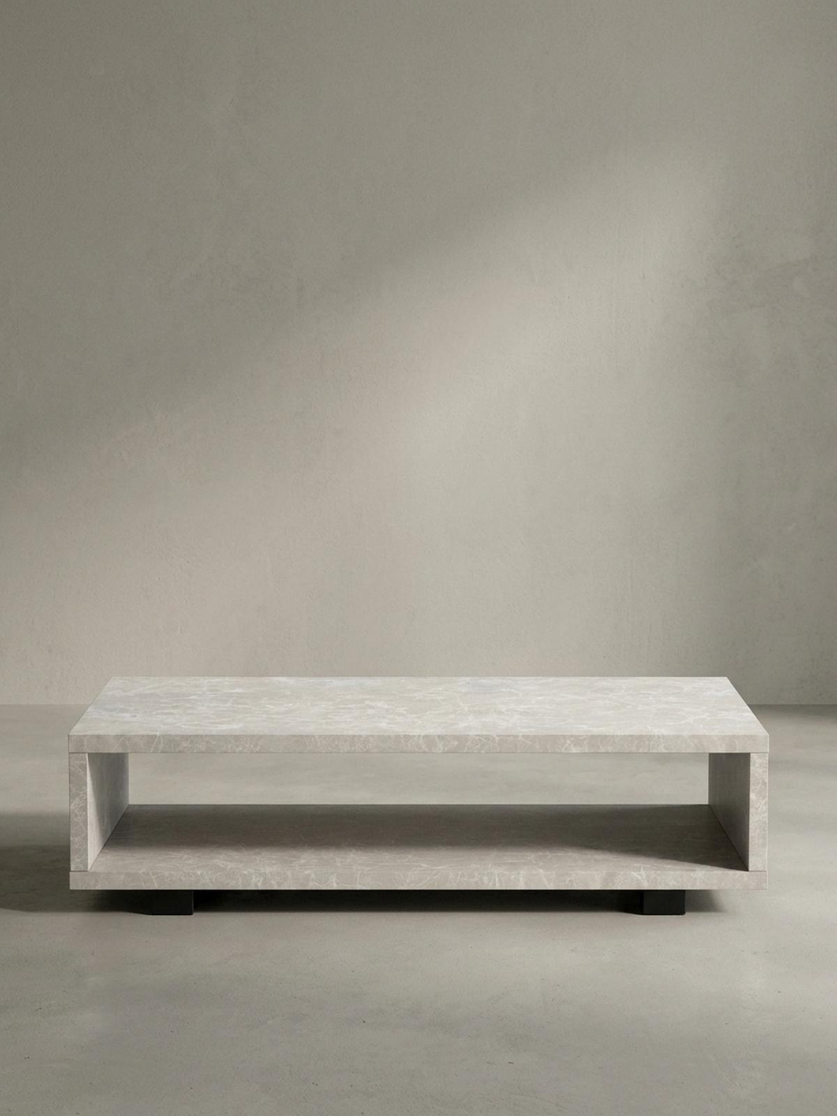 COUCHTISCH in Stein-Optik Modern mit Stauraum Rechteckig Schlicht, Beige 100x50x25 cm - Beige/Schwarz, Kunststoff (50/100/25cm) - KADIMA DESIGN