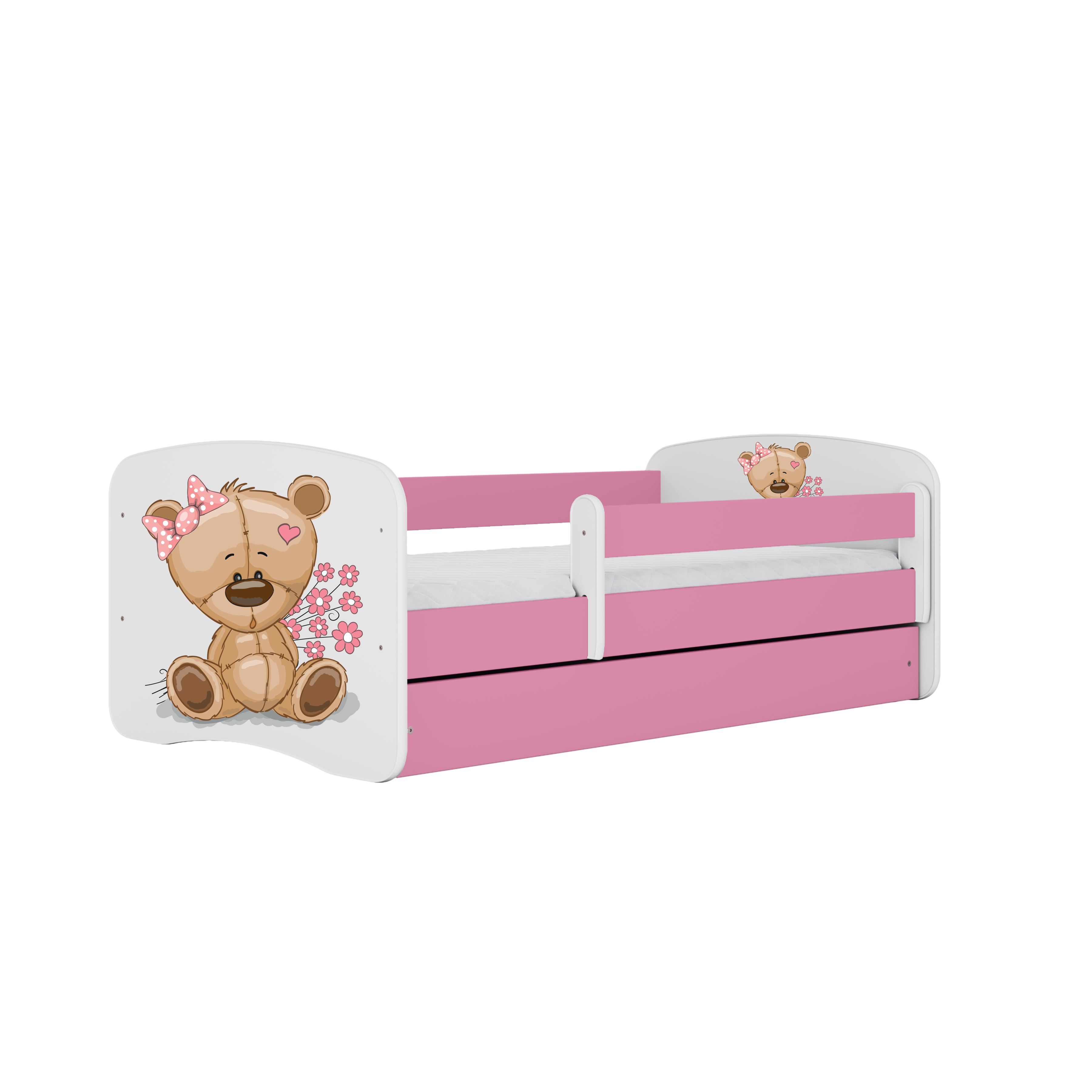 KINDERBETT Teddybärblumen mit Schublade 140/70 80/61/144 - Rosa, Holzwerkstoff (70/140cm) - RAUMHIRSCH FURNITURE