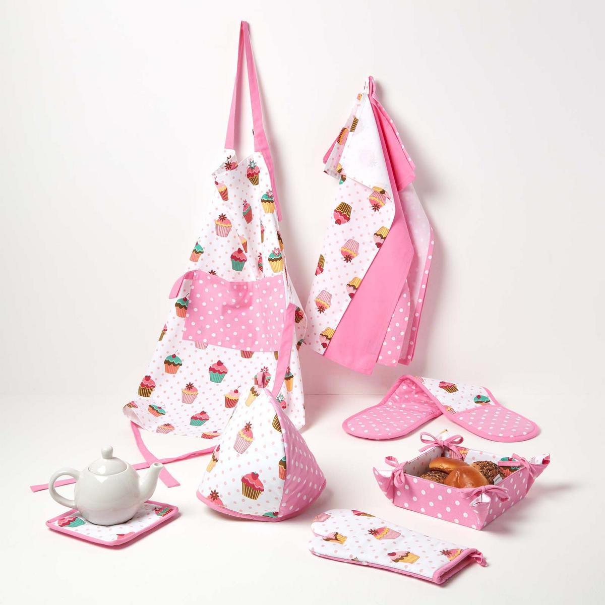 BROTKORB Cupcakes – faltbar mit Wende-Design - Rosa, Textil (22/7/22cm) - Homescapes