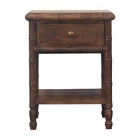 NACHTKASTEN Bambus Geschnitzt, 1 Schublade und Offenes Regal, Dunkelbraun - Dunkelbraun/Messingfarben, Holz/Metall (45/60/36cm) - Artisan Furniture