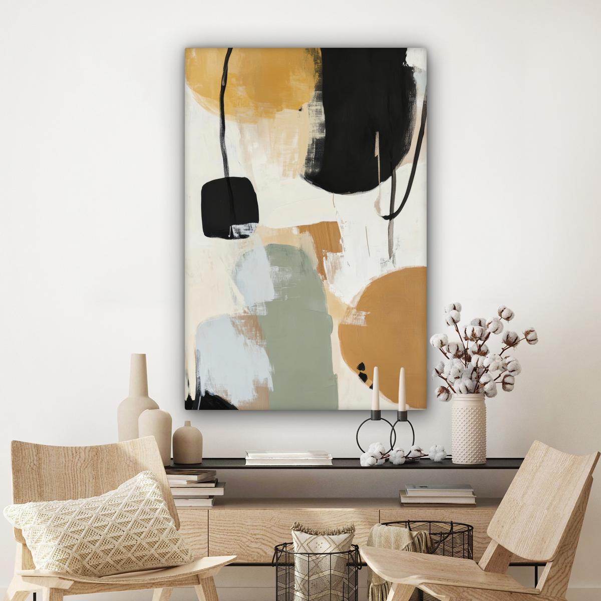 LEINWANDBILD Farbe - Abstrakt - Farben Deko XXL 80x120 cm - Currygelb, Textil (80/120cm) - MuchoWow