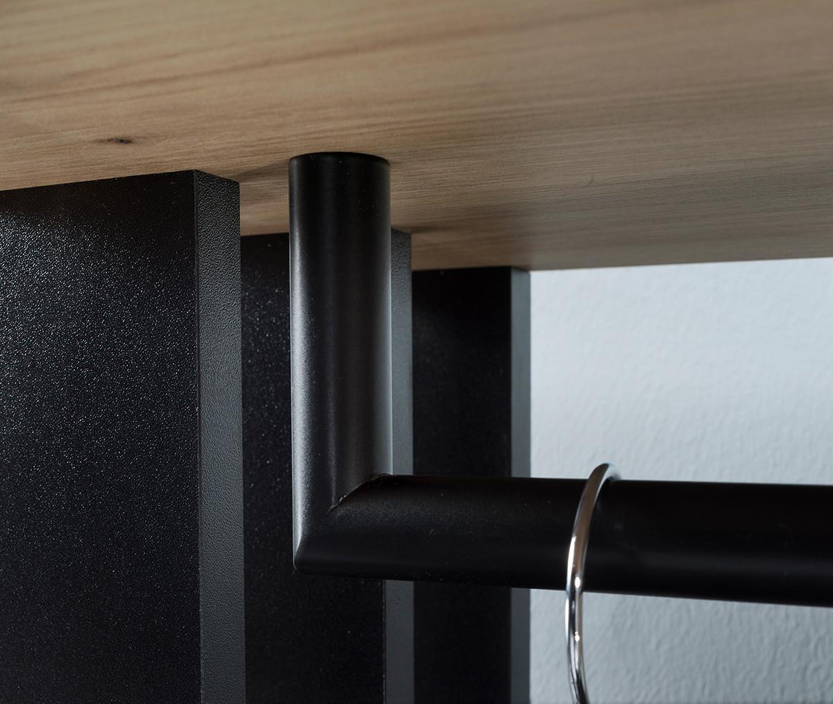 GARDEROBENSCHRANK Milanoir Eiche Artisan Schwarz 100/189,4/33 cm - Modern mit Spiegel - Hellbraun/Schwarz, Holzwerkstoff/Kunststoff (100/189.4/33cm) - AX Living