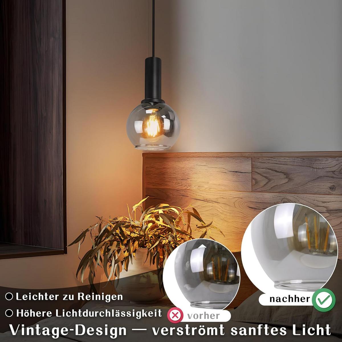 HÄNGELEUCHTE Torvq 10/13/145 cm - Schwarz, Glas/Metall (10/13/145cm) - ZMH
