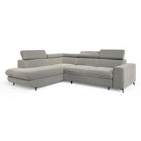 ECKSOFA VELISS Hellgrau Veloursstoff mit Schlaffunktion - Hellgrau, Holz (255/193cm) - MASSENO