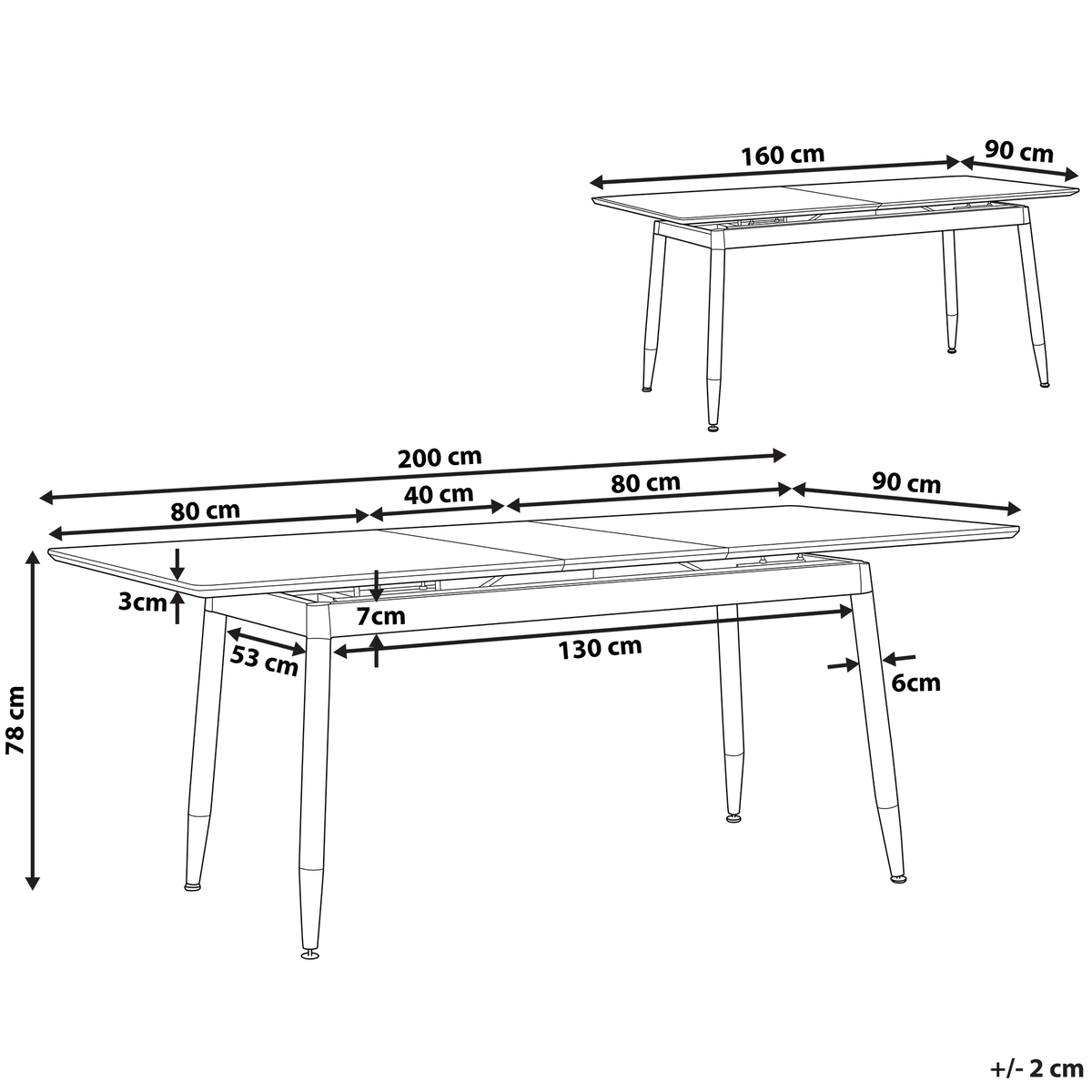ESSTISCH 160-200/90/78 cm Dunkelbraun, Schwarz, Goldfarben Rechteckig California - Dunkelbraun, Holzwerkstoff (200/90/78cm) - Beliani