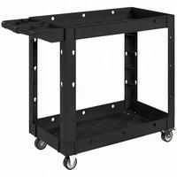 WERKSTATT-ROLLWAGEN mit 2 Etagen, Werkzeugwagen mit Seitengriff, Hakenlöchern - Schwarz, Kunststoff (43.5/84.5/102.6cm) - HOMCOM
