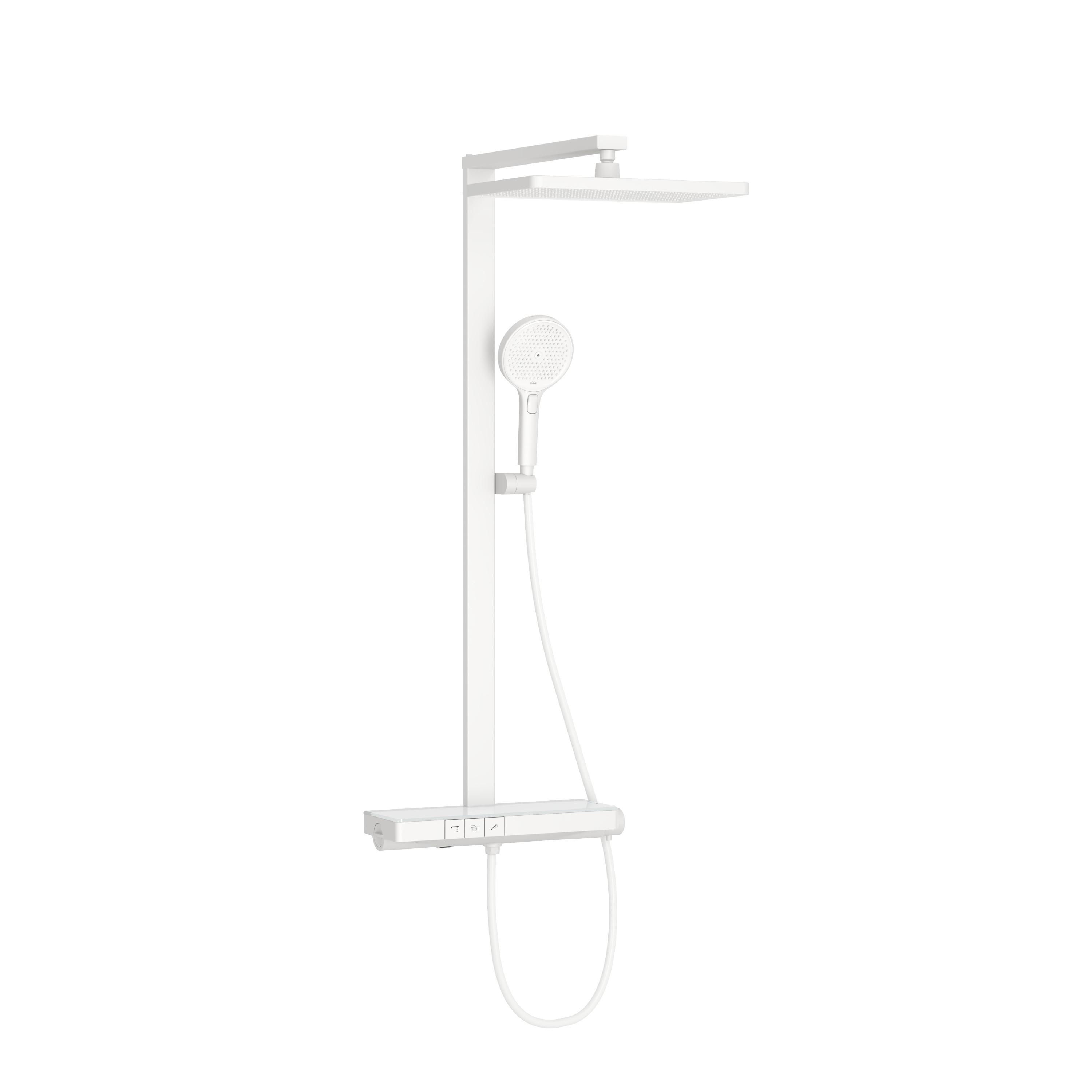 ÜBERKOPFBRAUSESET mit Brausethermostat Weiß 105/40,1/57,3 cm - Weiß, Metall (43.7/112.2/62.5cm) - EMKE