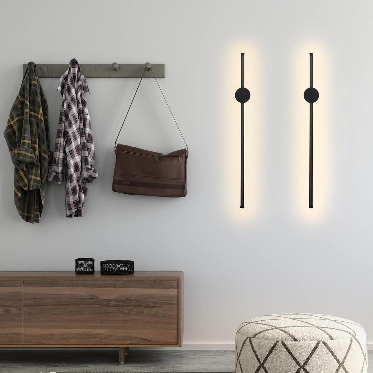 LED - WANDLEUCHTE Flussith (2er-Set) 10.0/6.0/60.0 cm - Schwarz, Metall (10/6/60cm) - ZMH
