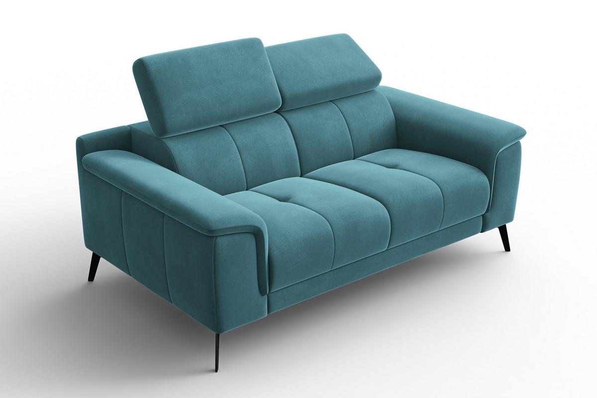 SOFA FIERO 2-Sitzer, Minter Veloursstoff - Schwarz/Mintgrün, Holz/Textil (170/82/103cm) - Courtois Laville