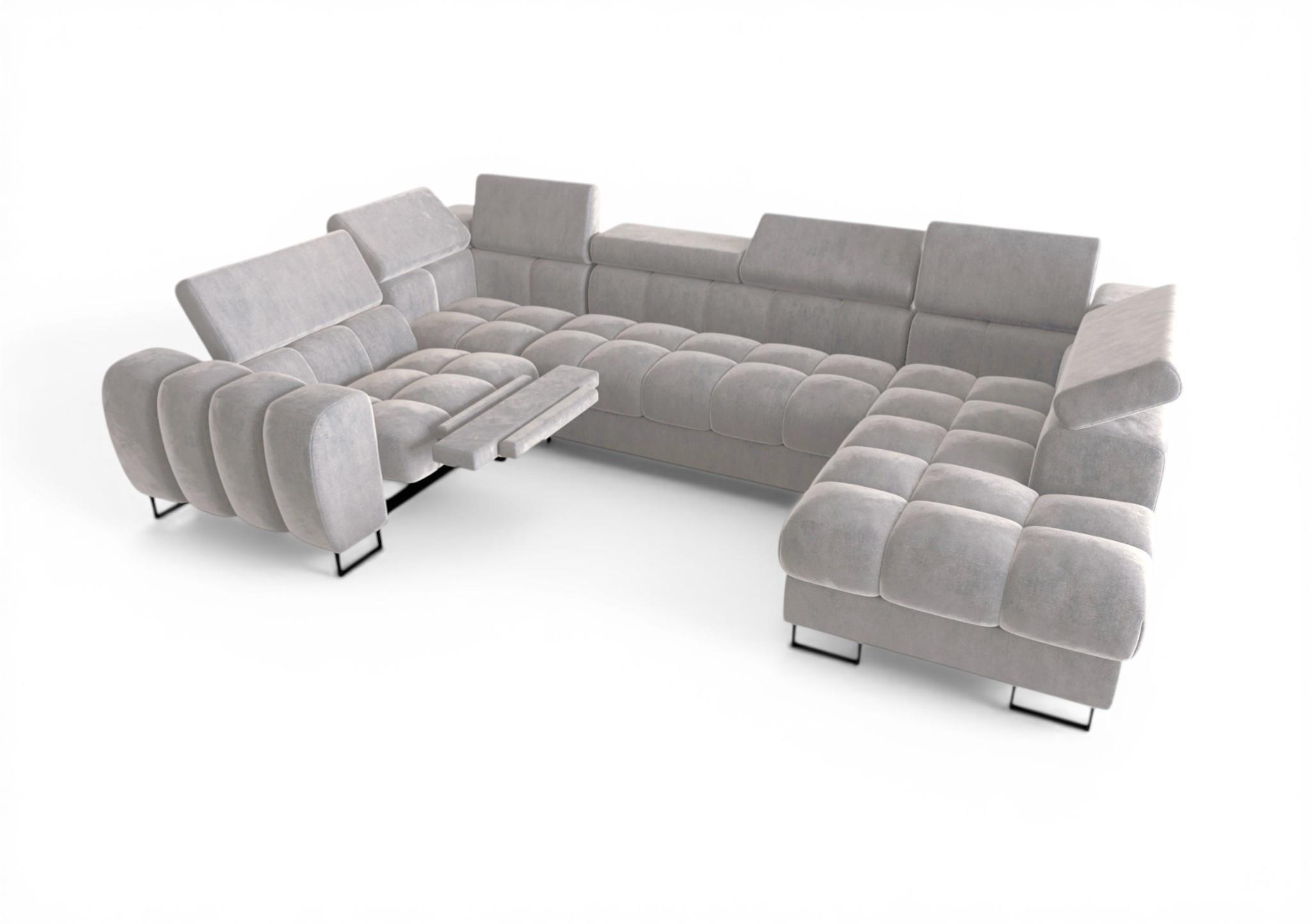 WOHNLANDSCHAFT Bastien Relax - Hellgrau, Holzwerkstoff/Textil (350/95/198cm) - Fun Möbel