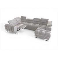 WOHNLANDSCHAFT Bastien Relax - Hellgrau, Holzwerkstoff/Textil (350/95/198cm) - Fun Möbel
