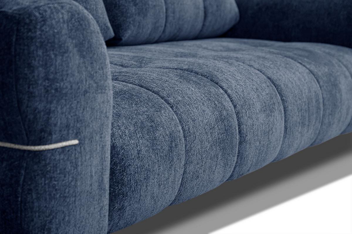 SOFA SALVINI 3-Sitzer, dunkelblau - Schwarz/Dunkelblau, Holzwerkstoff/Textil (176/88/99cm) - Wozimo