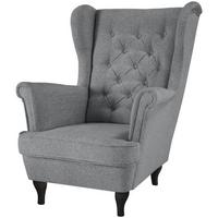 CHESTERFIELD-SESSEL Falco grau mit Wenge Holzbeinen - Grau, Holz/Textil (82/102/92cm) - Beautysofa