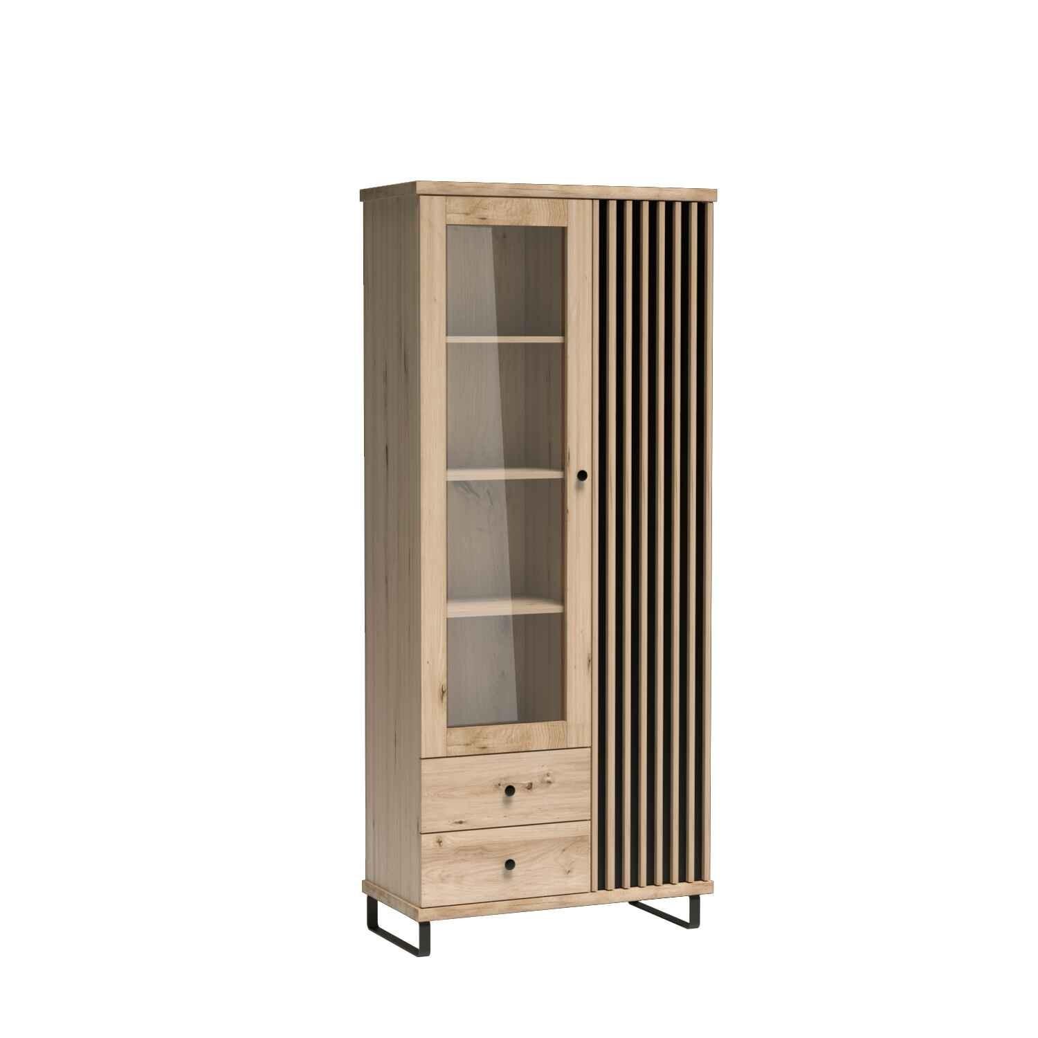 VITRINE ALMERIA 191 / 86,4 cm in Eiche Artisan - Eiche Artisan, Holzwerkstoff (86.4/191/40.6cm) - MASSENO