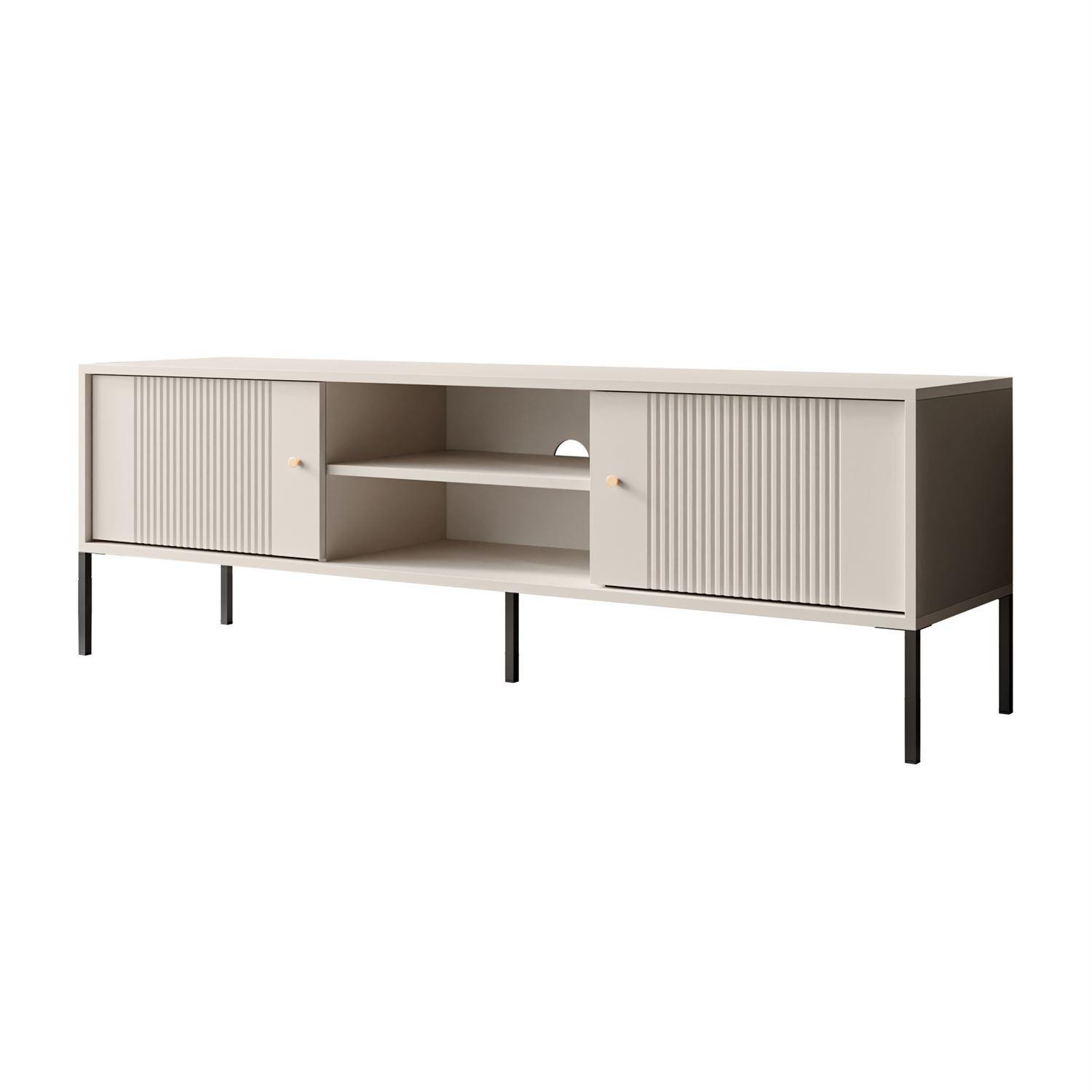 TV-UNIT VIVALDI mit geriffelten Fronten - Kaschmir, Holzwerkstoff (155/51/39cm) - Lookway