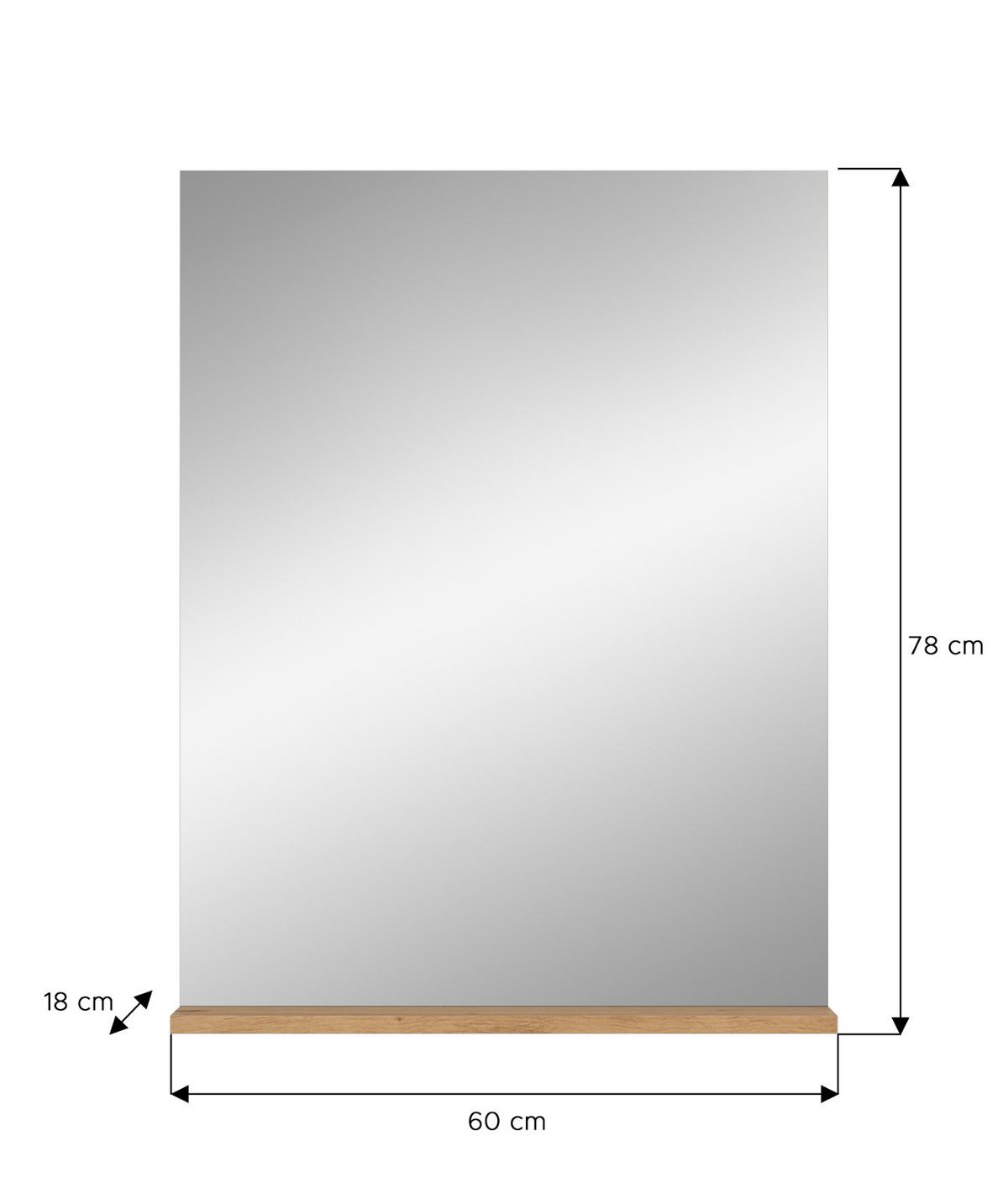 SPIEGEL Eiche Artisan 60 x 79 cm, Wandspiegel mit Ablage - Eiche Artisan, Glas/Holzwerkstoff (60/79/18cm) - Inn.Furn