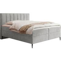 BOXBETT Allen mit Bettkasten, Samt Hellgrau 140x200 cm – inkl. H4 Taschenfederkern Matratze & Foam Topper - Hellgrau/Schwarz, Holz/Holzwerkstoff (140/200cm) - WFL GROUP