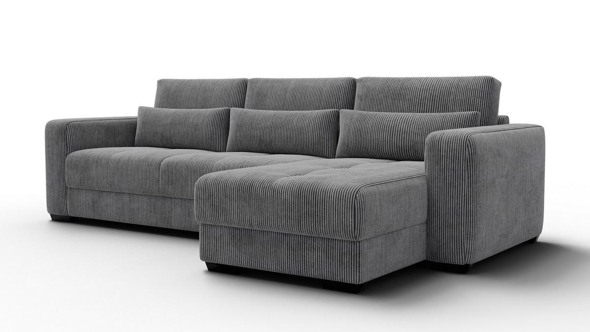 ECKSOFA OLI 4-Sitzer rechts, dunkelgrau - Dunkelgrau, Holz/Textil (295/172cm) - Wozimo