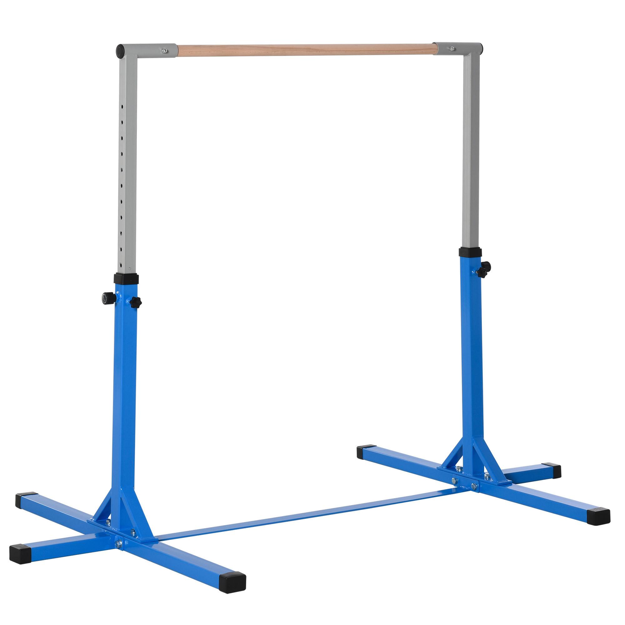 GYMNASTIK Turnreck Reckstange Turnstangen 13-stufige höhenverstellbar Blau - Blau, Metall (121/194cm) - HOMCOM