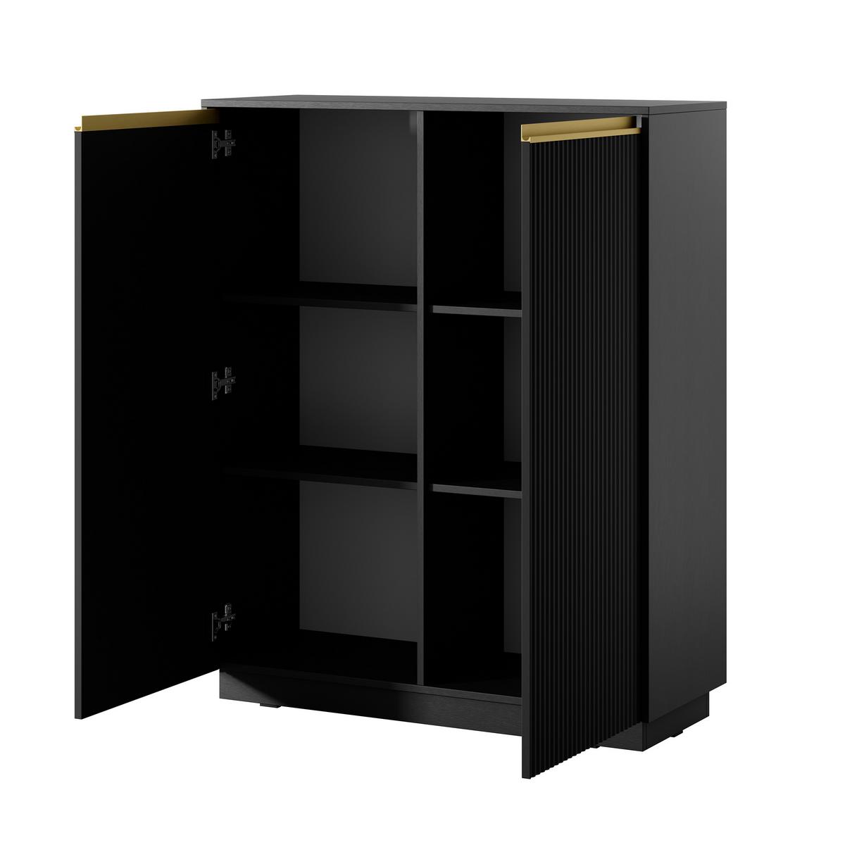 HIGHBOARD MAESTRO 104/127/39 cm mit 2 Türen Schwarz - Schwarz, Holzwerkstoff (104/127/39cm) - MASSENO